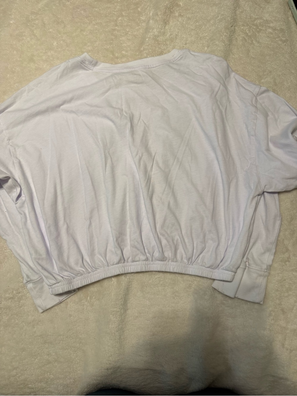Offline by Aerie White Cropped Long Sleeve Top with Butterfly Graphic| size M - Picture 4 of 4